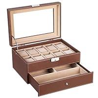 Algopix Similar Product 15 - SONGMICS Brown Watch Box Faux Leather