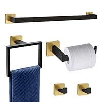 Algopix Similar Product 16 - 5 Piece Black and Gold Towel Bar Set