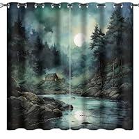 Algopix Similar Product 9 - Watercolor Woodland Night Landscape