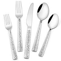 Algopix Similar Product 9 - Hammered Silverware Set 40Piece