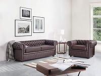 Algopix Similar Product 19 - Velago Avignon Brown Leather Tufted