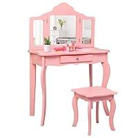 Algopix Similar Product 14 - Costzon Kids Wooden Vanity Table 