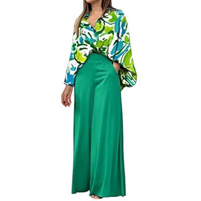 Best Deal for Women Printed Casual Suit Loose Large Size Lapel Shirt High