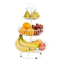 Algopix Similar Product 11 - White Metal Fruit Basket 3 Tier