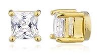 Algopix Similar Product 11 - Goldtone with Clear Cz Square Magnetic