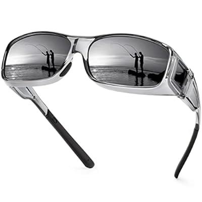 URUMQI Sunglasses Fit Over Glasses, Polarized 100% UV Protection Wrap-Around Sunglasses for Men & Women Driving