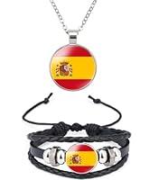 Algopix Similar Product 7 - QTAOEIONG Spain Flag Metal Necklace and