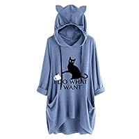Algopix Similar Product 10 - Womens Casual Print Cat Ear Hooded