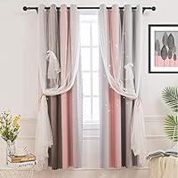 Algopix Similar Product 8 - Hughapy Pink Curtains for Girls Bedroom