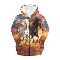 Algopix Similar Product 20 - Jekioweii Horse Kids Zipper Hoodies for