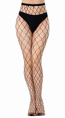 Women's High Waist Tights, Fishnet Stockings, Thigh High Pantyhose-One Size  B 