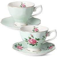 Algopix Similar Product 7 - BTaT Floral Tea Cups and Saucers Set