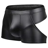 Algopix Similar Product 14 - Men Faux Leather Boxer Shorts Briefs