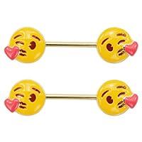 Algopix Similar Product 14 - emoji Nipple Piercing  2 Pack Kissing