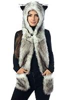 Algopix Similar Product 6 - White Wolf Hood Faux Fur Hat with