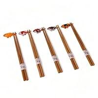 Algopix Similar Product 10 - 5 Pair Japanese Asian Bamboo Chopsticks