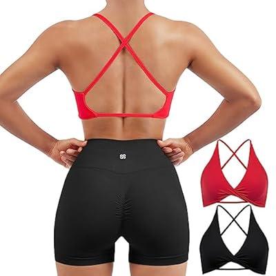  Workout Sports Bras For Women Padded Strappy Open