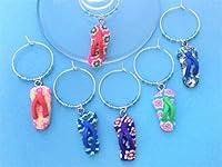Algopix Similar Product 19 - Flip Flops Wine Charms Summer Decor