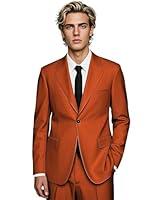 Algopix Similar Product 16 - HUUTOE Burnt Orange Suits for Men 2