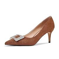 Algopix Similar Product 15 - TRKYYK Womens Rhinestones Buckle Pumps