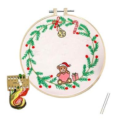 Anidaroel 3 Sets Embroidery Starter Kit for Adults Beginners, Stamped Cross  Stitch Kits for Beginners Include Embroidery Fabric, Embroidery Hoops