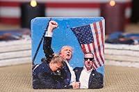 Algopix Similar Product 14 - Trump Fight Stone Coaster Set of 4