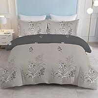 Algopix Similar Product 5 - SOULZZZ Grey Floral Duvet Cover Queen