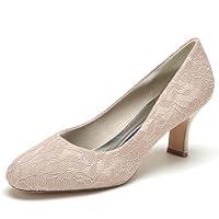 Algopix Similar Product 7 - FGRID Womens Lace Low Kitten Heel