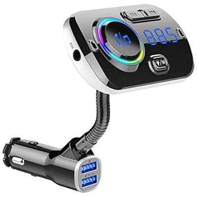 Upgraded Bluetooth FM Transmitter for Car, Wireless Radio Adapter Kit W  1.8 Color Display Hands-Free Call AUX in/Out SD/TF Card USB Charger QC3.0  for