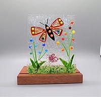 Algopix Similar Product 13 - Orange Dichroic Fused Glass Butterfly