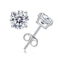 Algopix Similar Product 10 - Moissanite Stud Earrings Round Cut D