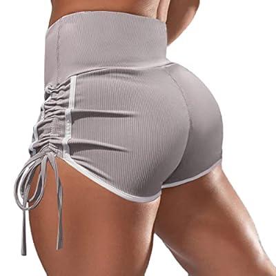 Yoga Pants Women Tight Solid Peach Exercise Yoga Shorts With Pockets