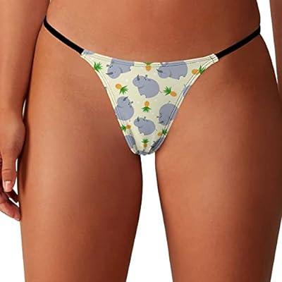 Best Deal for Cute Rhino And Pineapple Women's Thongs Sexy Thong Underwear