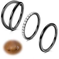 Algopix Similar Product 3 - WYR Rose Gold Nose Rings Hoops 16G