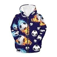 Algopix Similar Product 9 - Jekioweii Fire Soccer Print Zipper