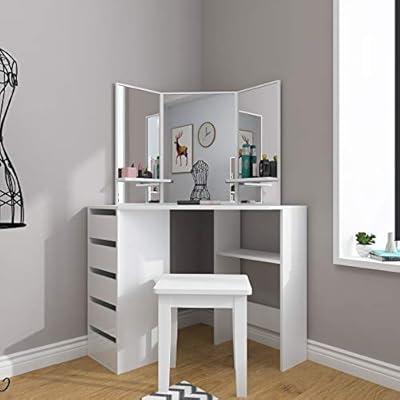 43.3 Modern Vanity Table Set With Flip-up Mirror, Led Lights And