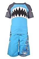Algopix Similar Product 20 - Fin Fun Boys Blue Shark Rash Guard and