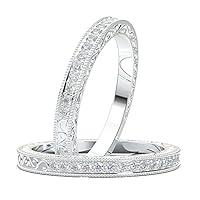 Algopix Similar Product 2 - 14K White Gold Vintage Wedding Band