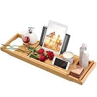 Algopix Similar Product 9 - LANGRIA Bamboo Bathtub Caddy Tray with