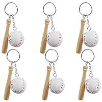Algopix Similar Product 16 - Baseball  Wooden Bat Keychains 6 Pack