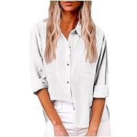 Algopix Similar Product 12 - Womens Cotton Linen Button Down Shirts