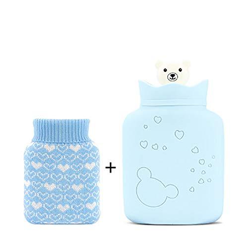 Attmu Hot Water Bottle with Cover Knitted, Transparent Hot Water Bag 2  Liter - Blue