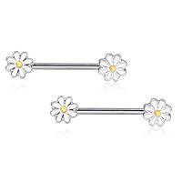 Algopix Similar Product 2 - 14G Cute Daisy Flower Nipple Rings