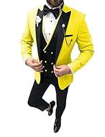 Algopix Similar Product 1 - Black and Yellow Tuxedo for Men Wedding