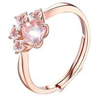 Algopix Similar Product 15 - Meow Star Cat Paw Ring Rose Gold Rings