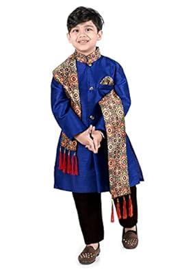 Best Deal for INDIAN KIDS BOYS ART SILK SERWANI WITH DUPATTA COVER AND
