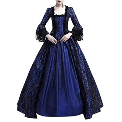  Renaissance Medieval Costume Flare Sleeve Corset Dress