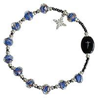 Algopix Similar Product 5 - Murano Glass Blue 8mm Rosary Bracelet