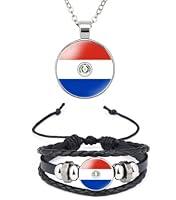 Algopix Similar Product 15 - QTAOEIONG Paraguay Flag Metal Necklace