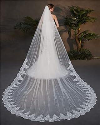 Bridal Wedding Veil Women's Short Vails with Rhinestone Tulle for